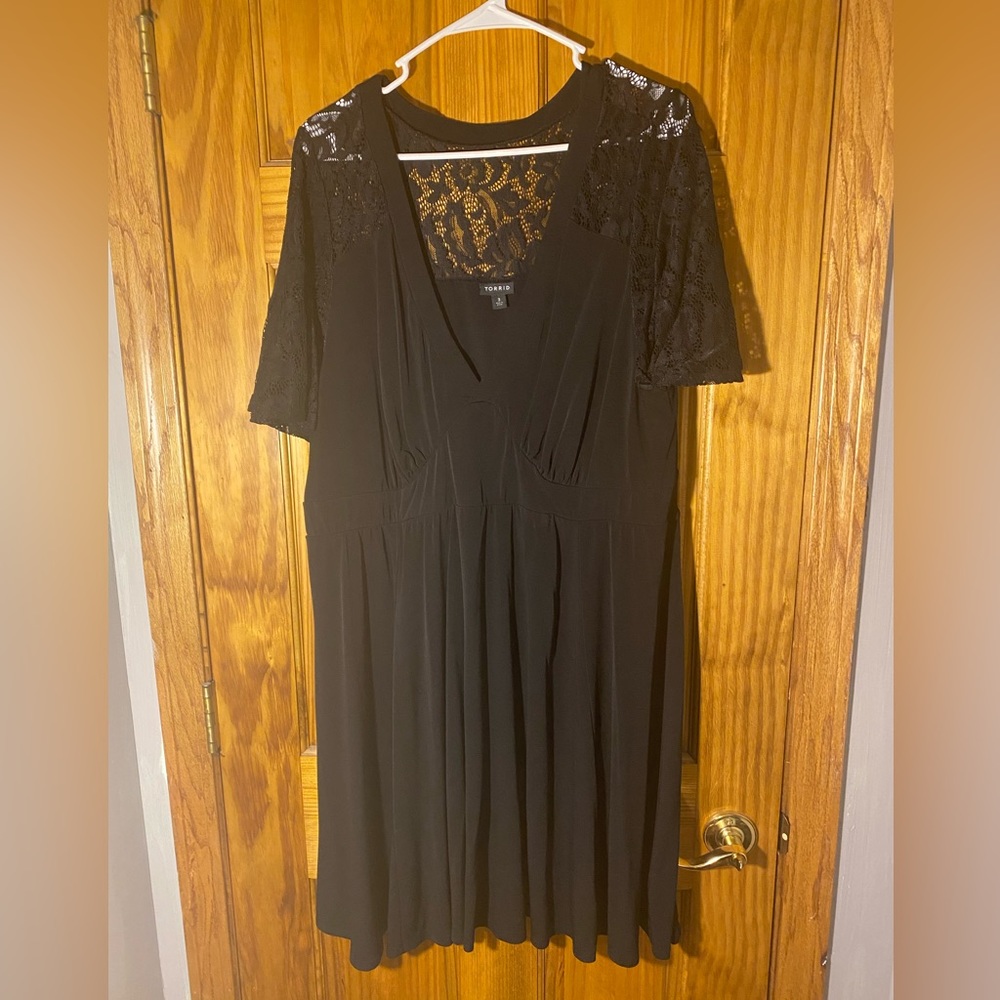 Torrid Black Fit and Flare with lace dress